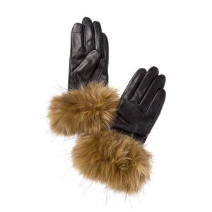 Surell Accessories Leather Gloves, Black